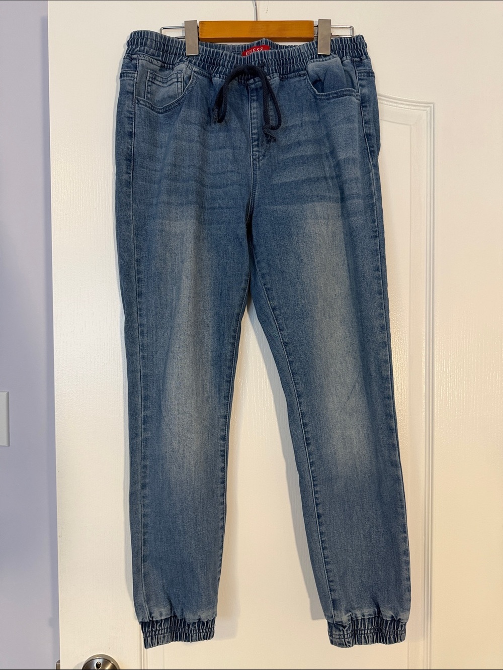 GUESS Denim Jogger Pants – Size M – Elastic Waist – Good Condition